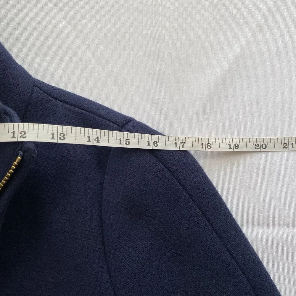 NWT J. Crew Navy Italian Wool Blend Stadium Cloth Lodge Coat Size 00 - Picture 14 of 16